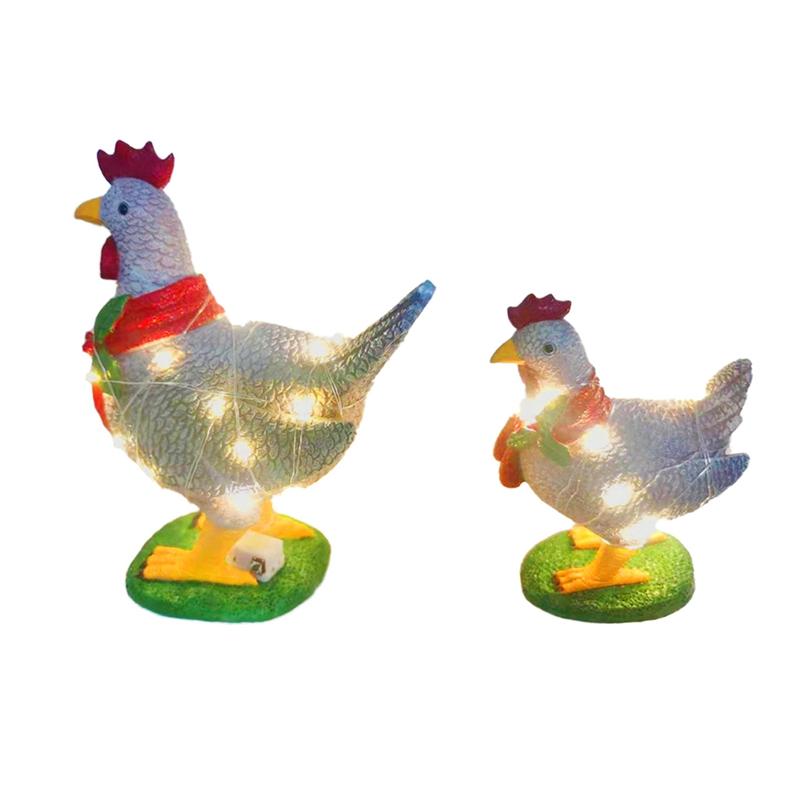 

Christmas Decorations Light-Up Chicken With Scarf Holiday Decoration, LED Outdoor Resin Ornaments Yard Art For Garden Patio Lawn