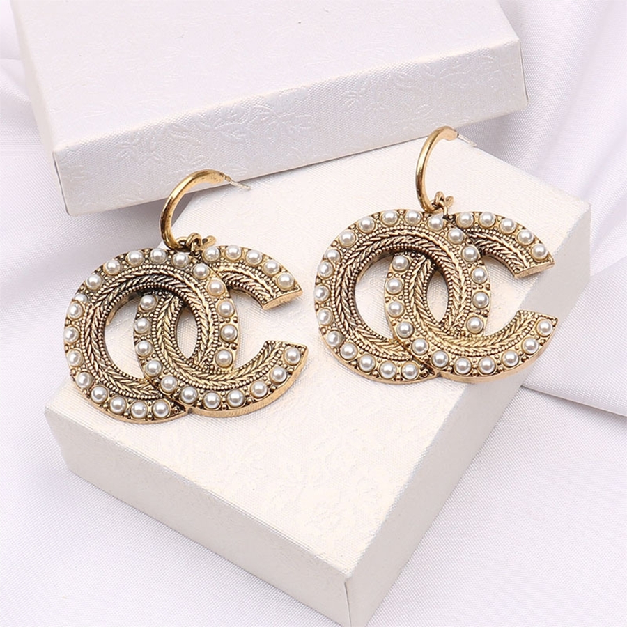 

Small fragrance double-C pearl earrings, luxurious earrings, simple and versatile EarringsvZN6Vh, Golden;silver