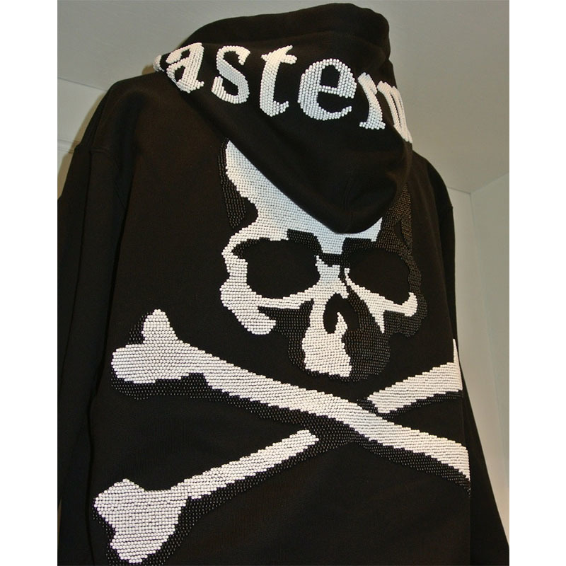 

Mastermind Japan day tide dark skeleton high street zipper cardigan MMJ Beaded embroidered Hoodie 99, Black