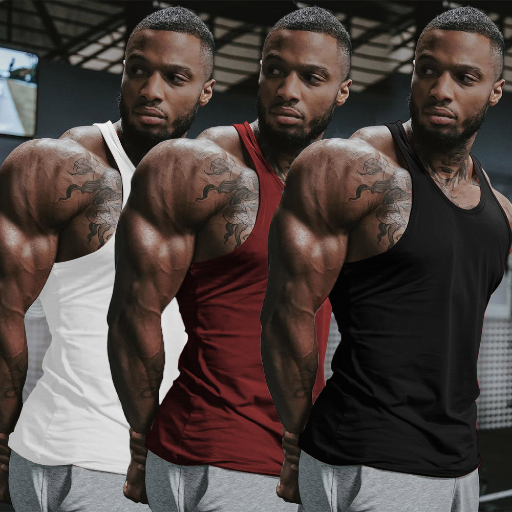 

Mens Singlet T Back Tank Top Vest Muscle Man Quick Dry Vests Loose Comfort Racer Y Back Bodybuilding Cotton Workout Sportswear, White;black