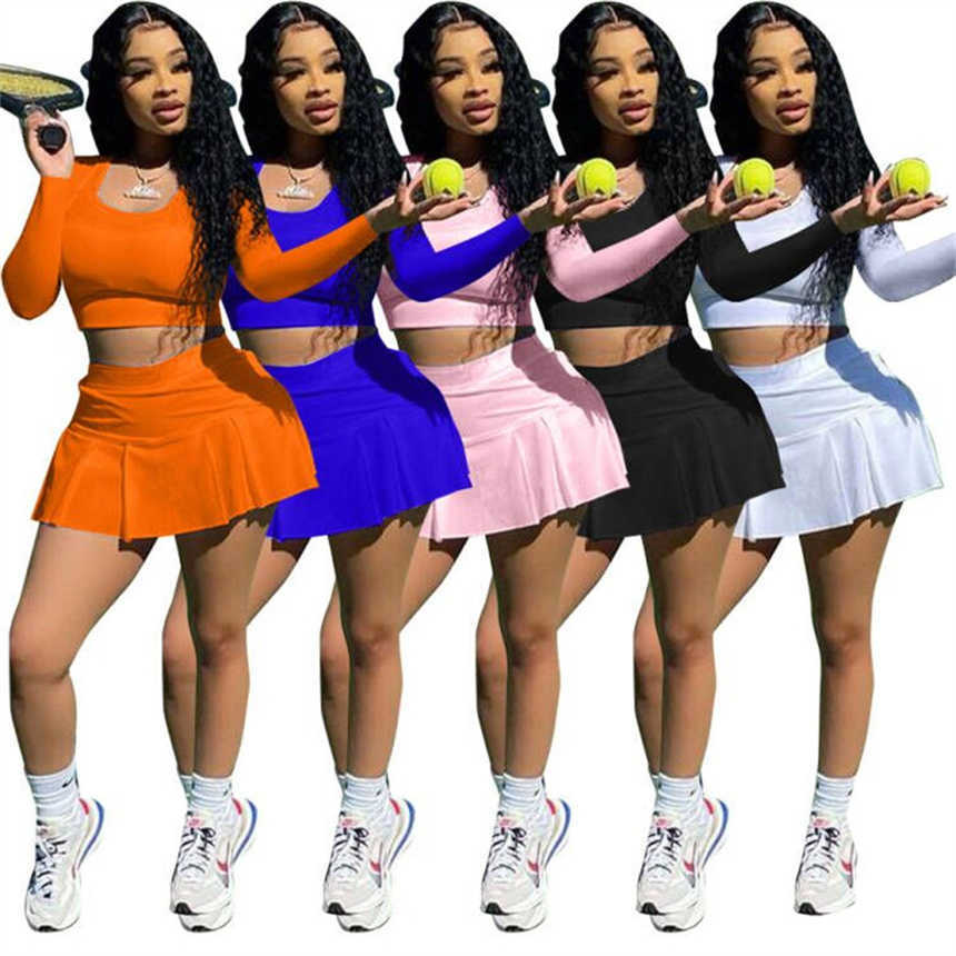 

Plus Size 2xl Women Sexy Two Pieces Dress Desinger Solid Color Mini Skirts Shorts Suits Crew Neck Tank Top + Skirts Autumn Clothing 7201, Black