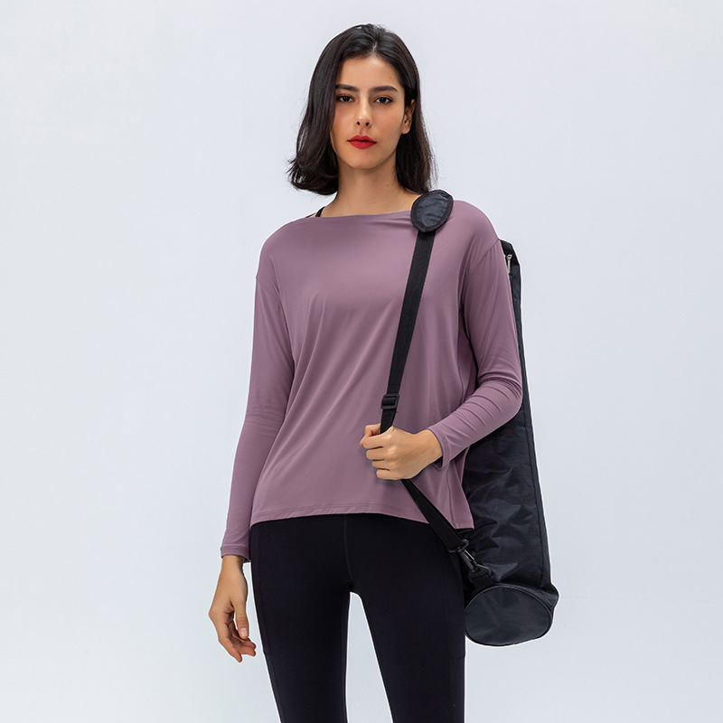 

Women Long Sleeved Loose Breathable T Shirt Sports Flowing Tee Moisture Wicking Athletic Shirts Hem T Shirt Tunic Top, Black