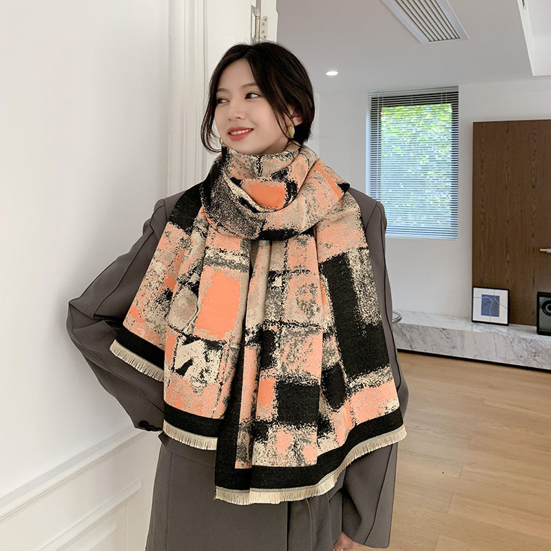 

Womens Scarf Winter 2021 New Plaid Cashmere Tassel Shawl Thickened Cold Protection Warm Scarf