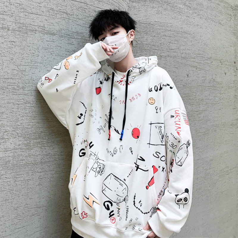 

2021 New Branco Hop Hoodie Streetwear Estilo Coreano Moletom Masculino Moda Topos Casual Engraado Primavera Outono Harajuku Hoodies Xwda