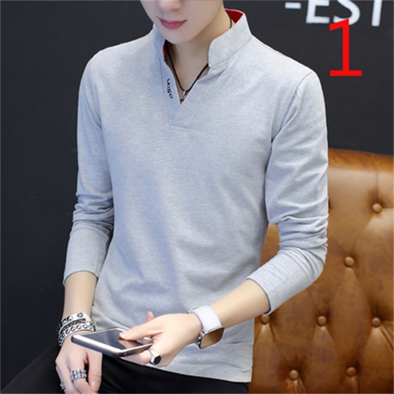 

2021 New Bottoming Shirt Men's White Korean Trend Long-sleeved T-shirt Sweater 9juo