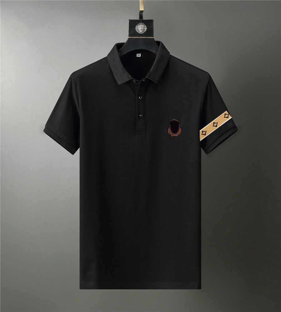 

2021 Men's T-Shirt European American fashion brand quality polo letter embroidered short sleeve casual and business double lapel shirt jacket custom 21yz M-3XL#86, Black