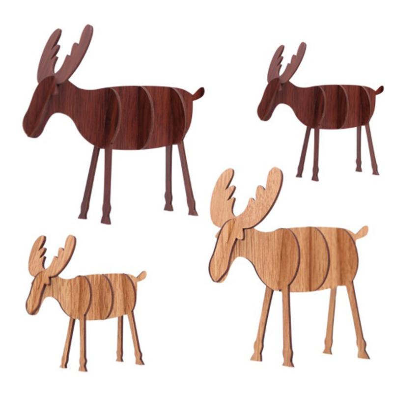 

Christmas Decorations Creative Wooden Elk Stitching Ornament Decoration Xmas Ornaments Home Decor Table Accessories Navideños Para El Hogar