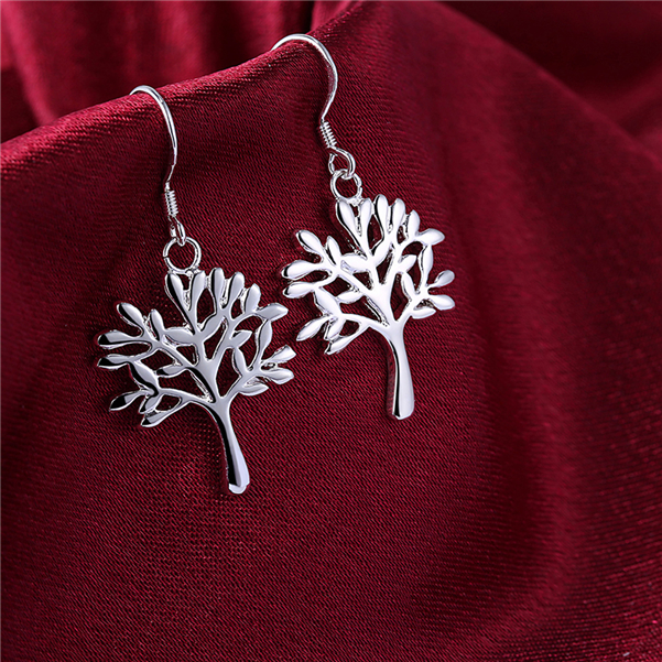 

Energy tree sterling silver plated earrings size 3.8CM*1.9CM DMSE874,fashion 925 silver Plate earring jewelry Dangle & Chandelier