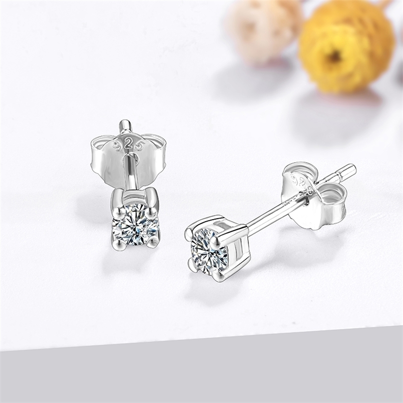 

ATTAGEMS VVS1 D Round Cut 3.0MM Diamond Test Passed 925 Sterling Silver Earring Fine Jewelry Girlfriend Gift 210817