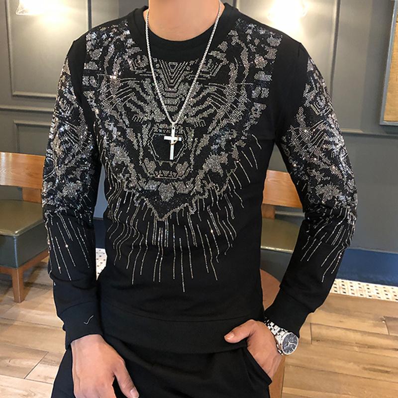 

Men's Hoodies & Sweatshirts Sueter Masculino Men Shining Hooded Sweatshirt Male Streetwear Hip Hop Casual Pullover Hoodie Outerwear Tiger He, Tiger diamond guards