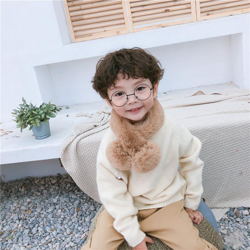 

Scarves Hair Ball Scarf Children Men And Women Imitation Rex Fur Collar Thickened Cute Warm Korean Winter, Blue;gray
