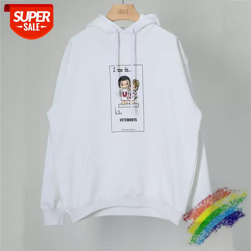 

Oversize VETEMENTS LOVE IS US Hoodie Men Women 1:1 Top Version Heavy Fabric Pullover VTM Sweatshirts #9J9y, Black