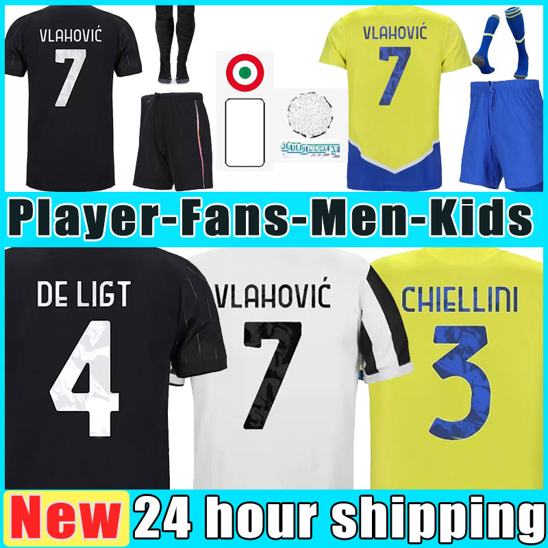 Dusan Vlahovic Dybala Chiesa 2021 2022 Jersey de football Troisième 21 22 Morata Arthur de Ligt Chiellini Szczesny Hommes Kits Kit Chemise de foo