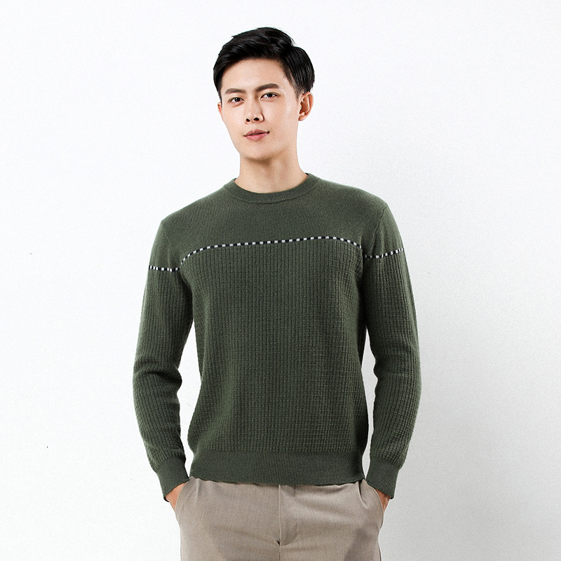

2021 New 100% Cashmere Long Sleeve Men's Knitting Jumper Mens Autumn Winter Thickening Warm Men O-neck Sweater 20h1, Beige