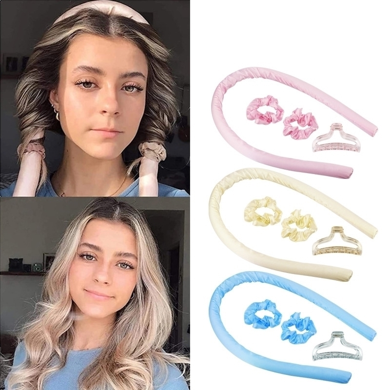 

Foam High Quality Silk Curling Rod With Clip Soft Headband No Heat Curls Sleeping Ribbon Rollers DIY Hair Styling Tools