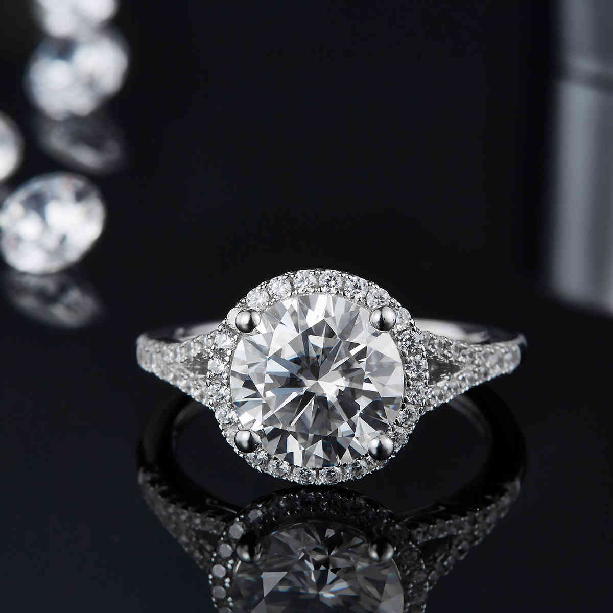 

BOEYCJR 925 Silver 1.5ct/2ct/3ct F color Moissanite VVS Engagement Wedding Diamond Ring With national certificate for Women