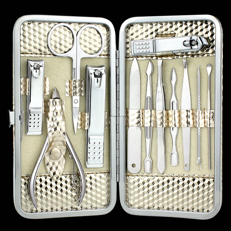 

Stainless Steel Nail Clippers Set 12-Piece Gold Nail Beauty Tool Set Grooming Sets