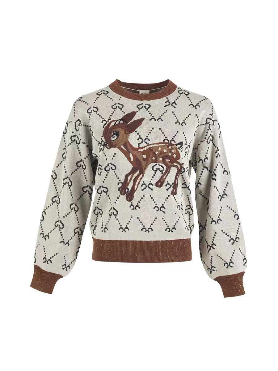 

luxury womens sweater autumn winter style sweatershirts designer female clothing Fawn Long Sleeve Round Neck Pullover Loose version SIZE SML, Khaki