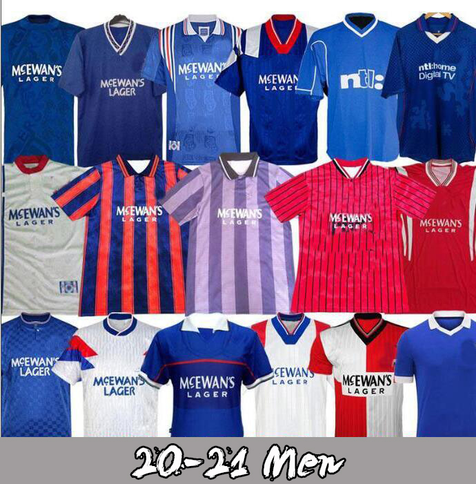 

87 90 92 93 94 95 96 97 99 01 08 Glasgow Rangers fc Retro soccer jerseys 20 21 GERRARD GASCOIGNE LAUDRUP gerrard MCCOIST football Uniforms, Black;yellow