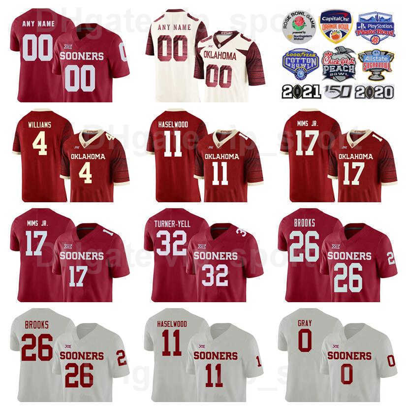 

NCAA College Football Oklahoma Sooners Jersey 26 Kennedy Brooks 0 Eric Gray 17 Marvin Mims 4 Williams 11 Jadon Haselwood 32 Delarrin, White