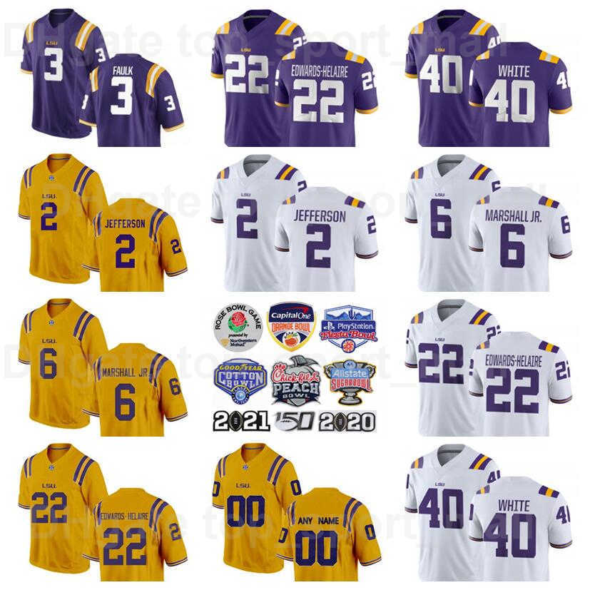 

NCAA Football LSU Tigers College 40 Devin White Jersey 3 Kevin Faulk 76 Andrew Whitworth 6 Terrace Marshall Jr 22 Clyde Edwards-Helaire 2 Justin Jefferson Men Sale