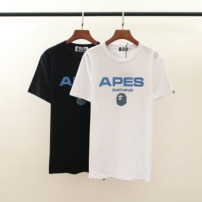 

Chao brand ape head camouflage cartoon short sleeve men's and women's summer T-shirt, White;black