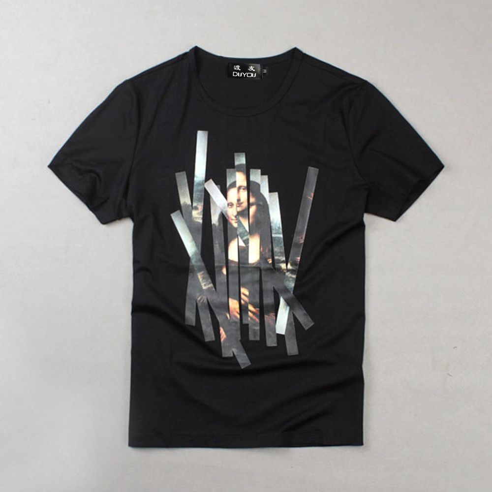 

2021 New Spring Summer Short Sleeve t Shirts Men Fashion Print Slim Fit Plus Size Cotton Tops Tees Vnt5, Black