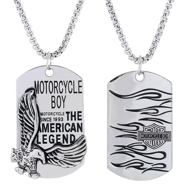 Pendant Necklaces Fashion Punk Men Necklace Motorcycle Biker Stainless Steel Chain Alloy Pendants Flame Eagle Statement Gothic Rock Women Je-image-708513118