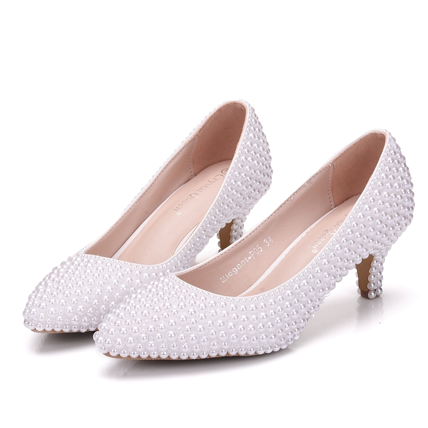 

dress shoes white pearl wedding bridal women elegant heels evening party high heel 5cm pumps size 43 8tm0, Black