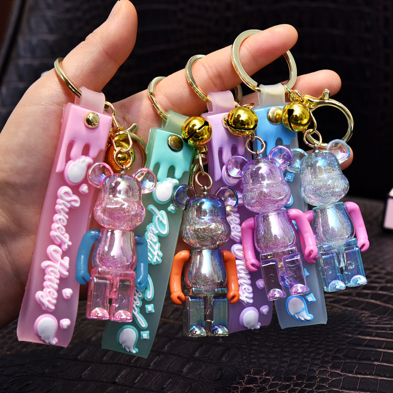

Cartoon Cute Violent Bear Keychain Colorful Acrylic Charm Luggage Pendant Men And Women Car Key Chain Rng Jewelry Wholesale
