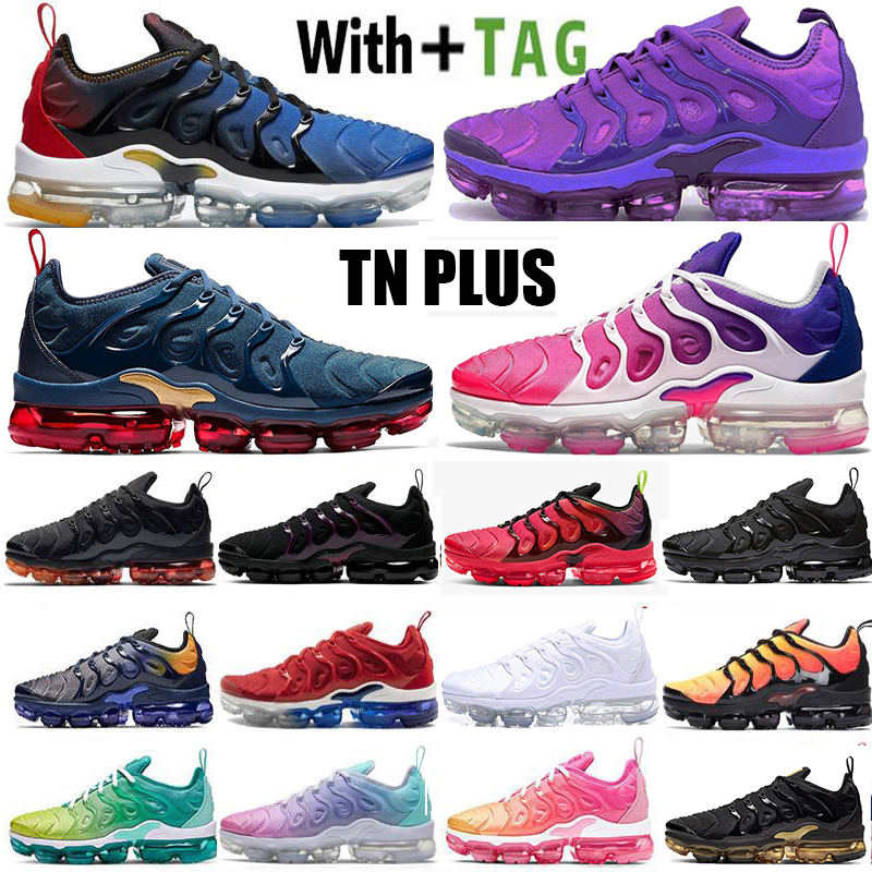 

2021 New Top Quality Cushion OG TN Plus Mens Women Running Shoes Midnight Navy Black Brown Gradients Blue USA Coquettish Purple Ice Blue Sneakers Trainers Size 36-45