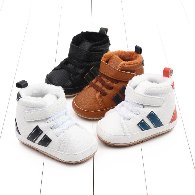 

First Walkers Winter Cashmere Baby Shoes 0-1 Years Old Sports Soft-soled Cotton High-top Toddler