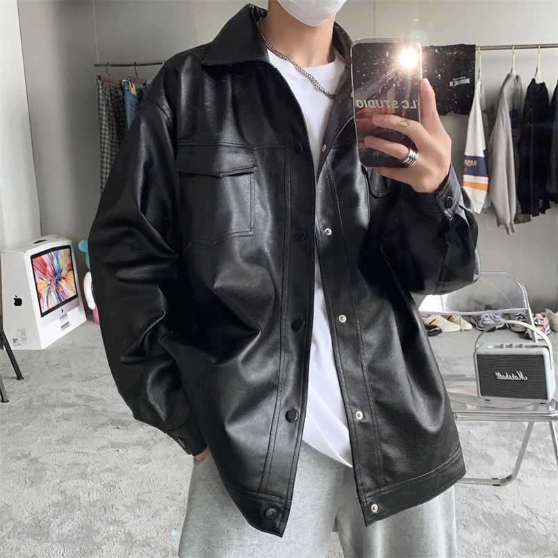 

Autumn Winter PU Jackets Men Solid Color Leather Coat Casual Motorcycle Biker PU Jacket Classic Black Male Clothes Plus Size 5XL 211111