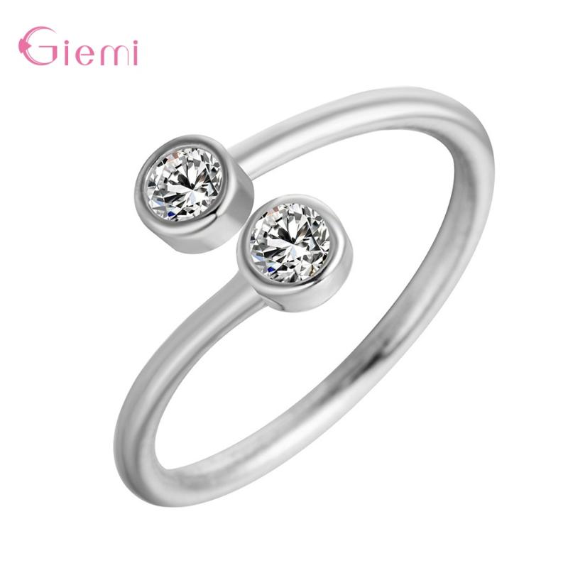 

Cluster Rings Fashion Simple 925 Sterling Silver Cubic Zirconia Opening Ring For Women Girl Vogue Rhinestone Jewelry Ornaments, Golden;silver