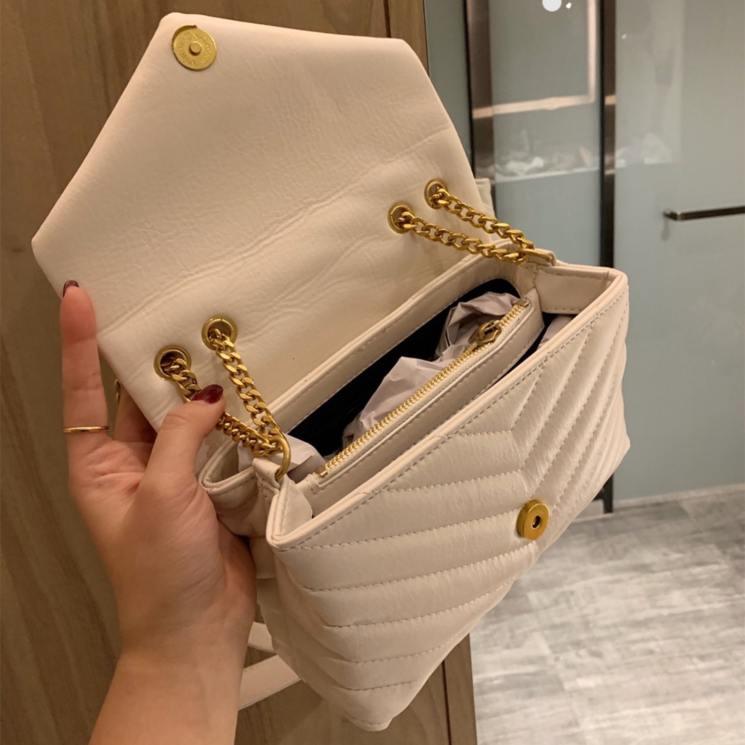

Women Genuine Leather Shoulder Bags Fashion Crossbody Lady Chain Classic Stripes Bag Newest 2021 With Boxes
