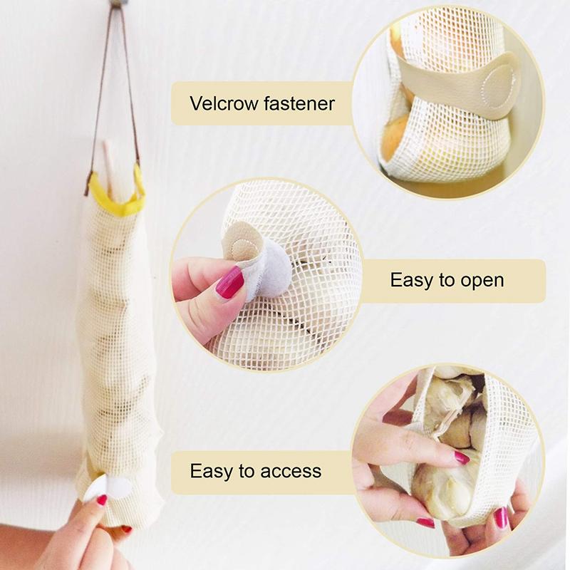 

Organic Cotton Hanging Mesh Bags For Fruits Potato Onion Storage Holder Fruit Hammock Garlic Set Of 8 Planters & Pots