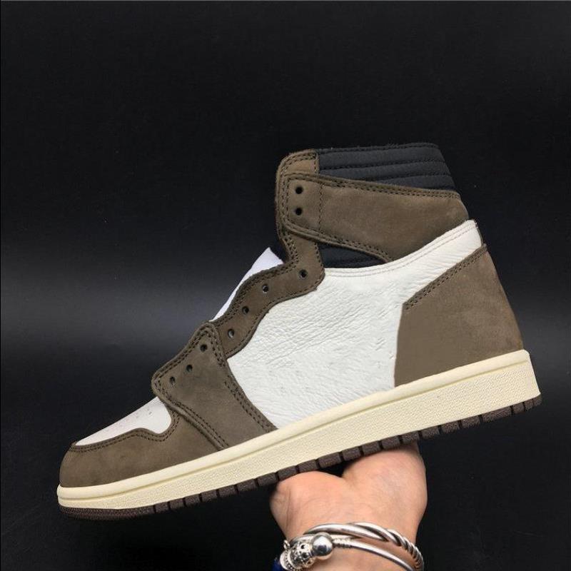 

Exclusive 1 High OG Cactus Jack Man Designer Basketball Shoes Custom I Sail Black Dark Mocha University Red Woman Fashion Trainers Ooqgc, Black mcocha