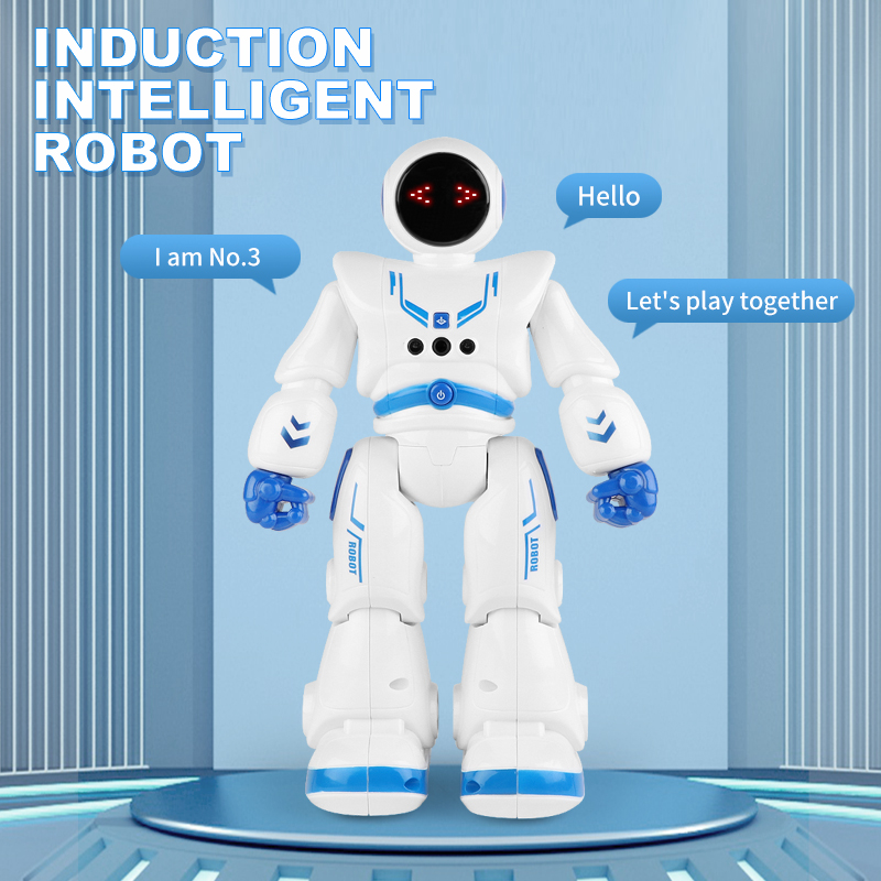 

RC Intelligent RC Robot 2.4G Gesture Sensor Smart Programming Automatic Presentation RC Toys Dance Music Songs Lighting, Silver space robot