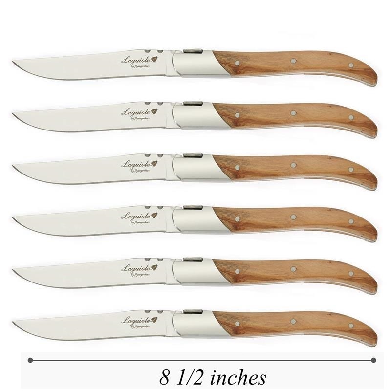 

2/4/6/10pcs aguioe Steak Knife Dinner Knives Oive Wood Hande Dinnerware Stainess Tabe Knifes 8.25 Japan Wooden Tabeware