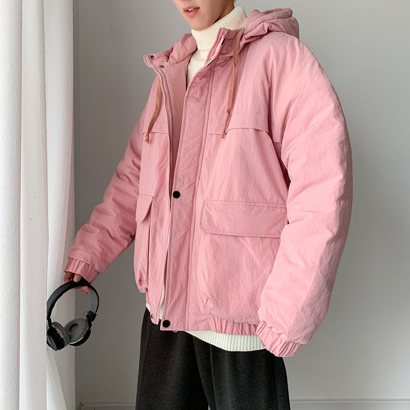 

2021 New Winter Men's Warm Fashion Cotton Casual Hooded Short Coat Men Parka Streetwear Wild Loose Thick Jacket Mens Clothes M-2xl 10lm, Green