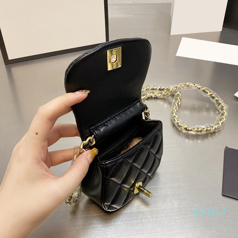 

Womens 2021 Luxury Mini Flap Coin Purse Bag Matelasse Chain Crossbody Shoulder Black/Red/Pink/White/Silver/Pink Gold Hardware