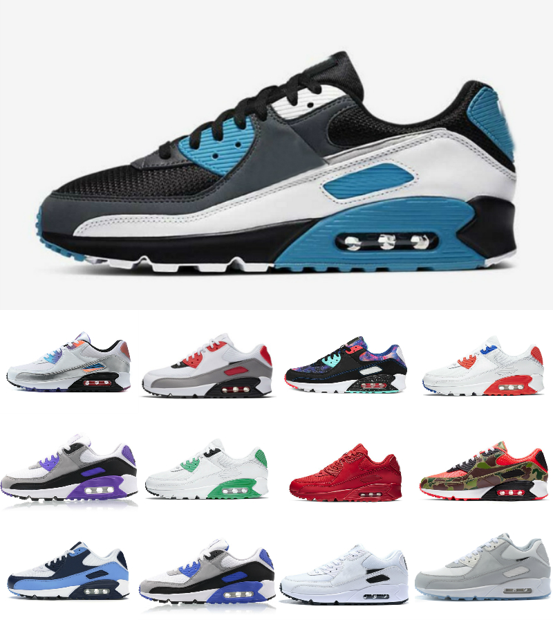 

90 Running Shoes 90s Mens Womens Ultramarine Green Hyper Royal Grape Turquoise Infrared sneakers triple black White Gum Supernova UNC Reverse Laser Blue trainers, Box