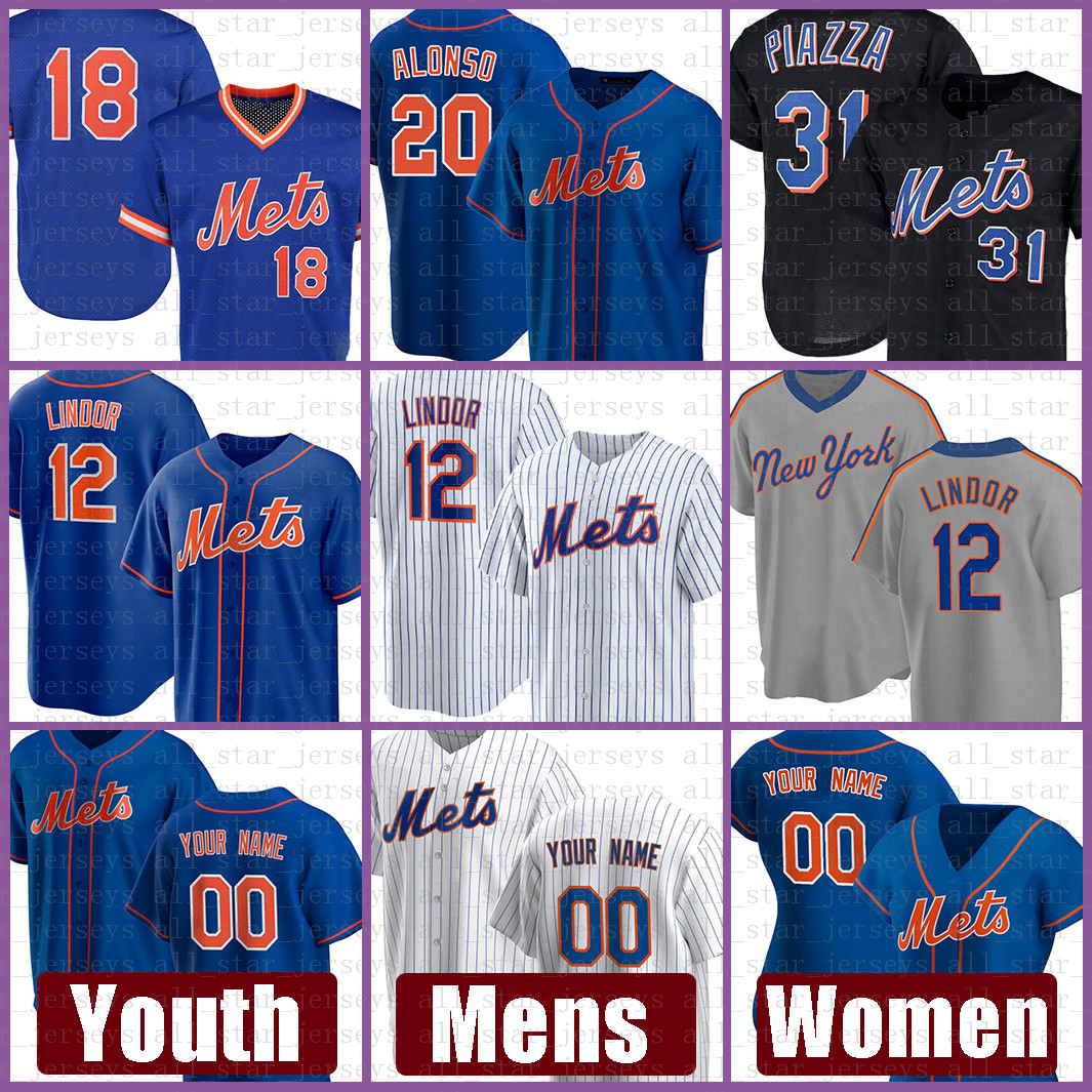 

New Mens York Women Mets Youth 12 Francisco Lindor Baseball Jersey 20 Pete Alonso Custom 48 Jacob deGrom 31 Mike Piazza 16 Dwight Gooden, Women(size:s-xxl)daduhui