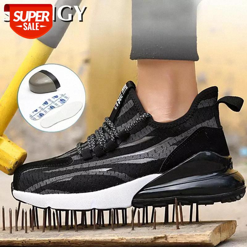 

High Quality Work Men Shoes Puncture-Proof Steel Toe Indestructible Mesh Lace-Up Construction Sneakers Safety Shoes for Males #kr2X