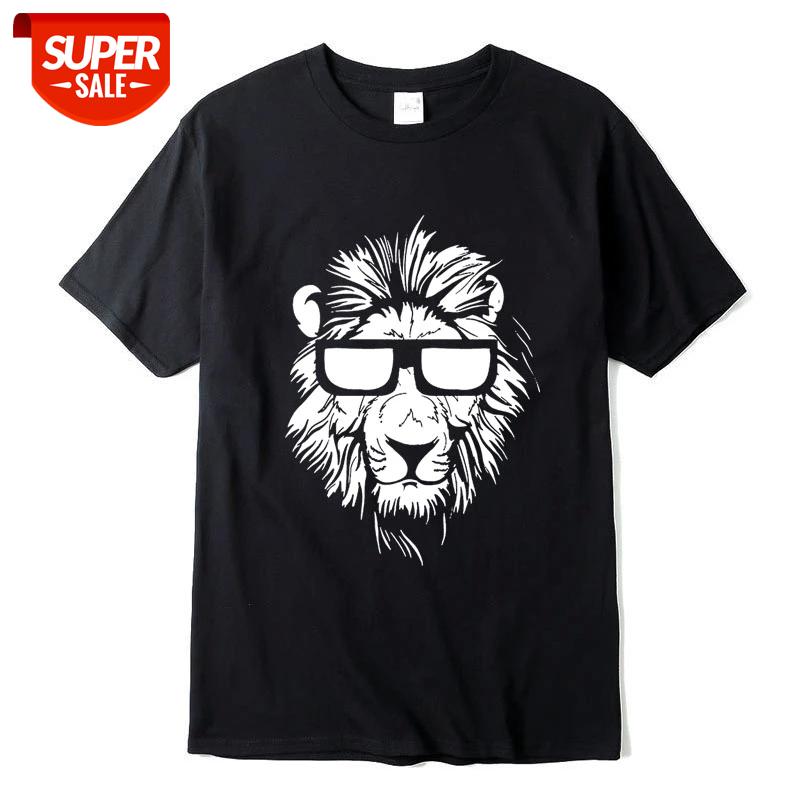 

XINYI Men's Top Quality T-shirt 100% cotton short sleeve t shirt lion printed cool mens tshirt male fashion t-shirt tee shirts #TQ2d, White;black