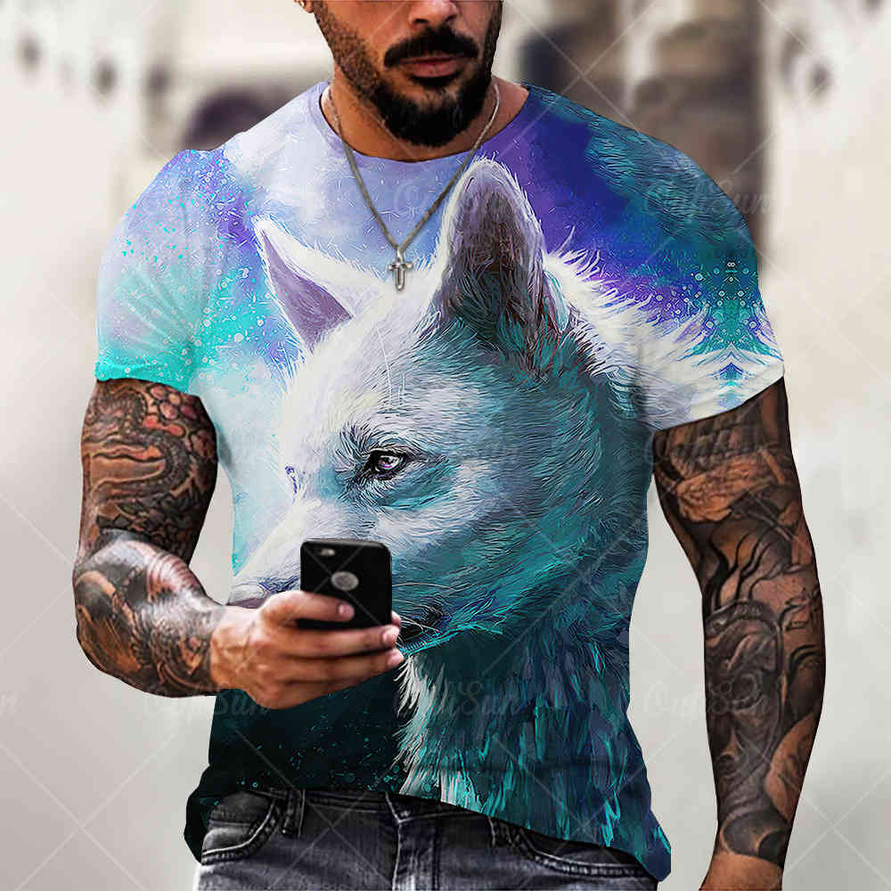 

summer t-shirt fashion new cool animal lion print men's street casual short sve sports 3d t-shirt4ynm, White;black
