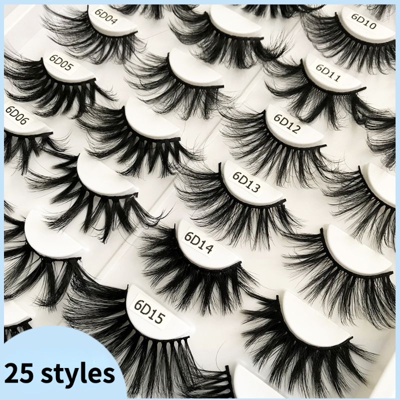 

Super Long 25mm Faux Mink Eyelashes 3D 5D 6D High Volume Dense Dramatic Eye Lashes Makeup False Eyelash 100 pairs