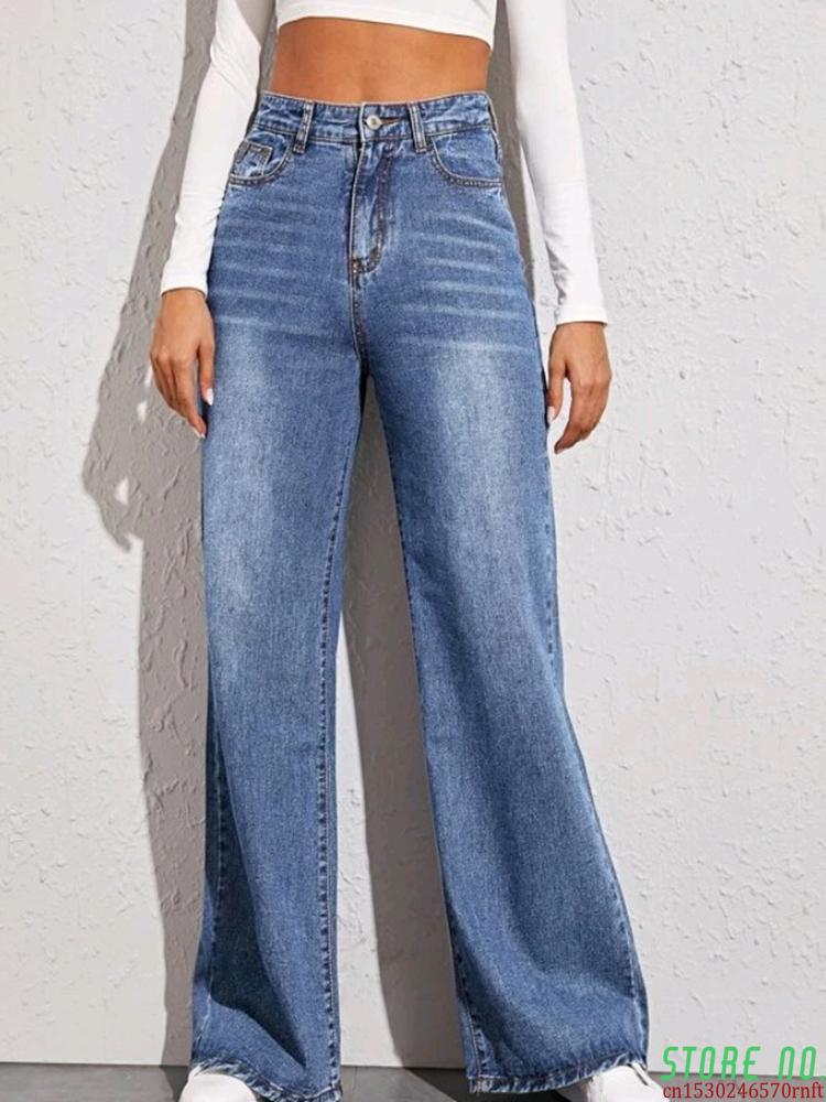 

Women's Jeans Fashion Y2k Harajuku Straight Pants Woman High Waist Clothes Wide Leg Denim Clothing Blue Streetwear Vintage Quality