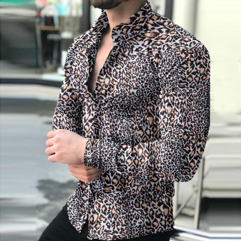 

Men's T-Shirts 2021 Fashion Spring Autumn Men Shirt Long Sleeve Printed Cotton Blend Turn Down Collar Buttons Top Streetwear, Style 3