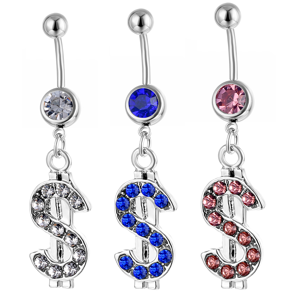 

D0113 Dollar Style Belly Button Navel Rings Mix Colors